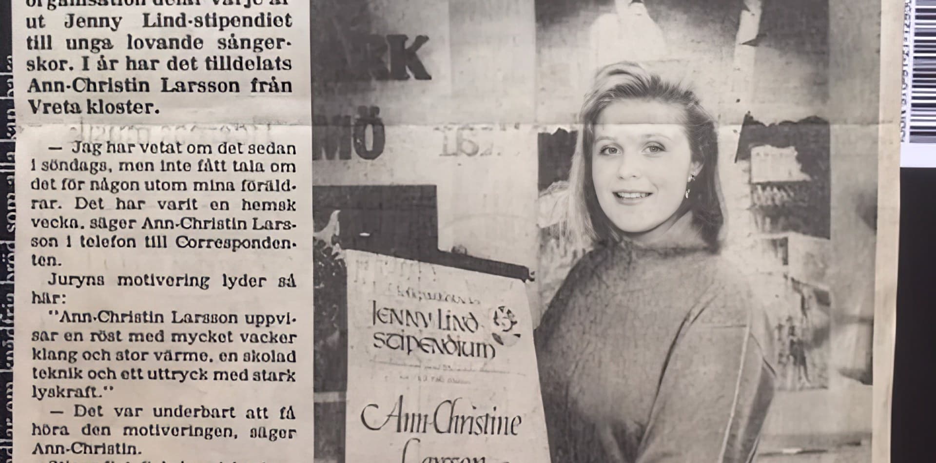 Ann-Christine Larsson, Jenny Lind-stipendiat
